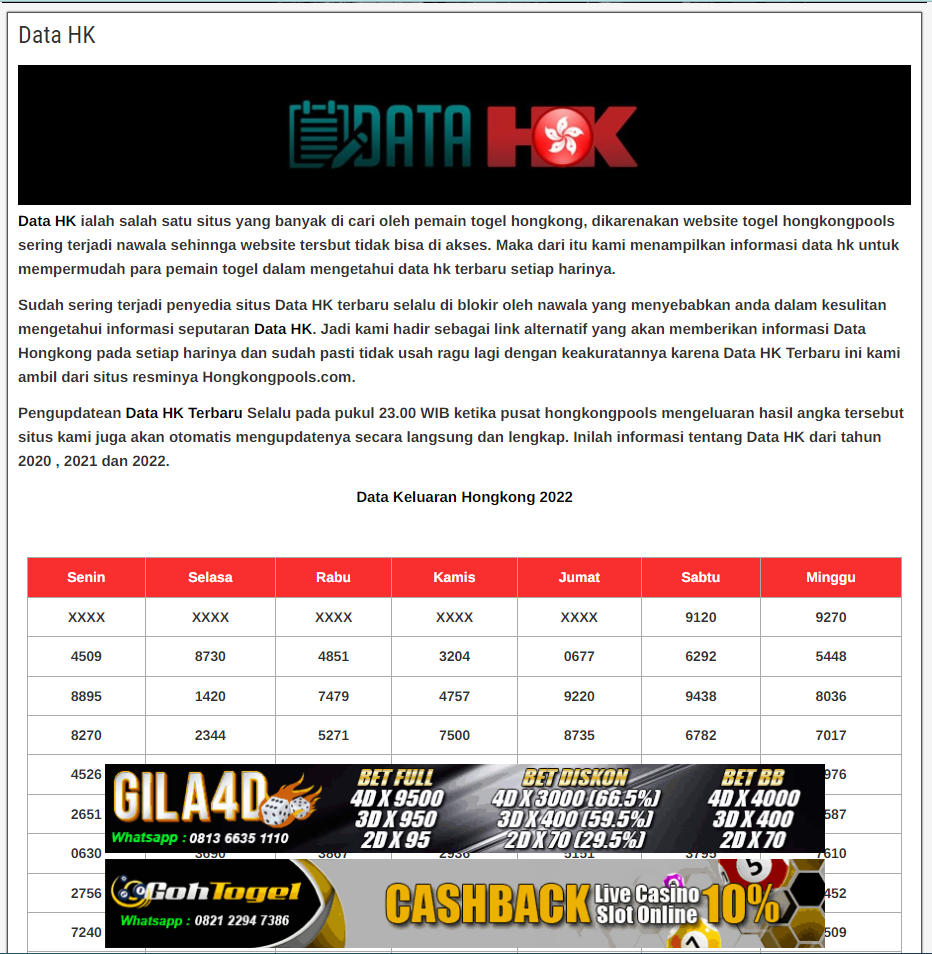 data pengeluaran hongkong